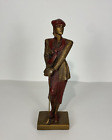 Vintage Austin Sculpture 1990 Birdie Lady Golfer Dressed Bronze & Burgundy Color