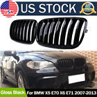 Pair Front Kidney Grille For 2007-2013 BMW X5 X6 E70 E71 Mesh Grill Glossy Black (For: 2009 BMW X5)