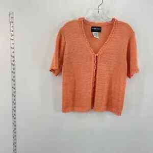 Sag Harbor Women's Petite Orange Cardigan Sweater - Size M
