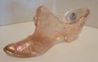Vintage Fenton Art Glass Cabbage Rose Pattern Pink Shoe/Slipper 6