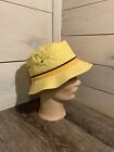 Vintage YA ROLL-UP Bucket Hat Fishing Sun Hat 1970s Yellow & Brown Adult S~ EUC