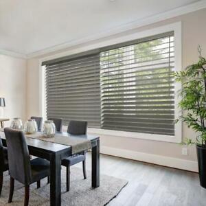 CUSTOM CUT Home Decorators Gray Cordless 2-1/2 in. Premium Faux Wood Blind