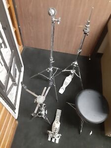 Junior Kids Drum Set Hardware 5 Pack Snare Hi Hat Cymbal Stands Pedal Seat ISSUE