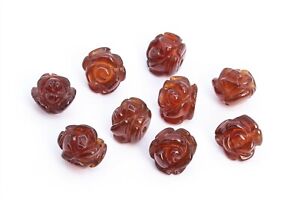 5 Pcs Red Agate Rose Carved Beads Grade AAA Gemstone Beads 8/10/12/14MM