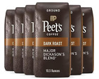 (Pack of 6) Peet's Dark Roast Ground Coffee Major Dickason's Blend, Exp: 2/28/24