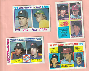New ListingLot Of 1982 1984 Topps Nolan Ryan Leaders Baseball Cards Free Shipping
