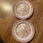 Churchill England Red Rosa Pink Willow Dinner Plates Asian Gardens 10 3/8