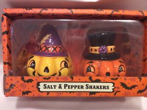 Johanna Parker Pumpkins Salt & Pepper Shakers Halloween  NIB Retro