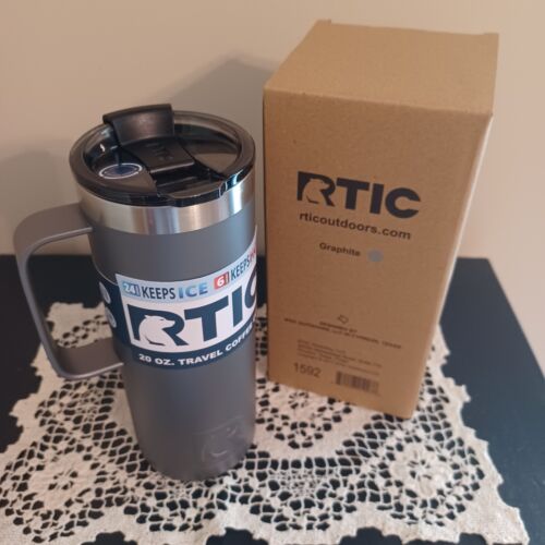 NEW RTIC Stainless Steel 20oz Cold & Hot Travel Mug with Handle - Graphite 1592