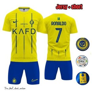 Cristiano Ronaldo CR7 Yellow Soccer Jersey With Short NEW All Sizes Available