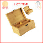 New ListingCDOKY Large Wooden Box with Hinged Lid, Bamboo Wood Multi-purpose Storage Box wi