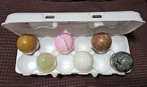 Vintage Assorted Alabaster Onyx Marble  Easter Eggs - Lot of 6 (A)