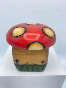 Mushroom Polish Handmade Hinged Wooden Keepsake Trinket Box – Nice Colors