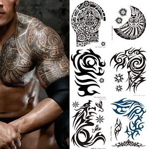 6 Sheets Extra Large Totem Temporary Tattoo Stickers, Waterproof Big Temporar...