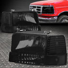 FOR 92-96 FORD F150 F250 F350 BLACK/SMOKED HEADLIGHT CLEAR CORNER BUMPER LAMPS (For: 1996 Ford F-150)