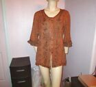 NWT Scully HONEY Creek Size S BLOUSE Top EMBROIDERED 3/4 Sleeves BUTTON Up WEST