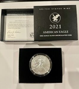 2021 W  SILVER EAGLE PROOF DOLLAR US Mint Coin with Box and COA SM141