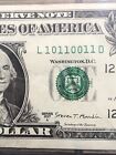 FANCY SERIAL TRUE $1 BINARY NOTE!!! (10110011) ONLY ONES AND ZEROS!!!
