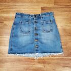 GAP Women's Size 6/28 Mini Stretch Straight Button Up Medium Wash Jean Skirt