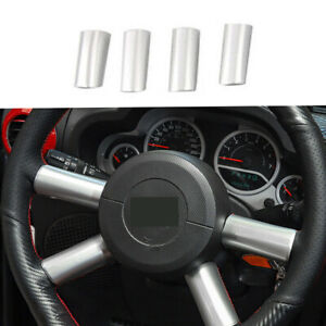 Interior Silver Steering Wheel Panel Cover Trim For Jeep Wrangler JK 2007-2010