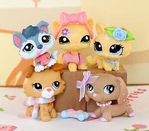 Littlest Pet Shop lps Cat Collie Husky Dachshund Crouching Cat with Accessories