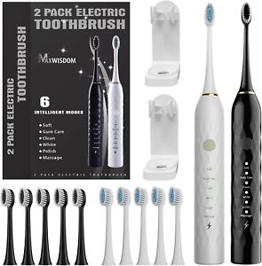 MAXWISDOM Electric Toothbrush 2 Pack - Electric Toothbrush for Adults