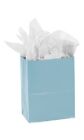 Paper Shopping Bags 100 Light Blue Gift Merchandise 8 ¼” x 4 ¾” x 10 ½” Cub
