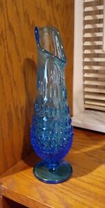 New ListingVintage Azure Blue Hobnail Swung Vase