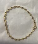 14K SOLID YELLOW Shiny GOLD Twisted Chain Bracelet Signed Or 7
