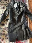 Vintage Genuine 100% Leather Trench Coat Jacket goth BB Dakota Sz Medium