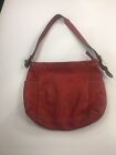 Fossil Women's Handbag Pocketbook Red Leather Shoulder Bag Tote Key Lock Pull