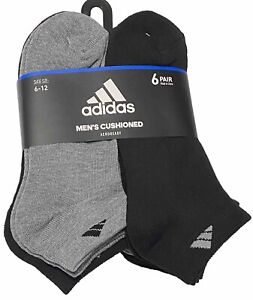 Adidas Men's Cushioned 6-Pairs Low Cut Socks   Black/Gray