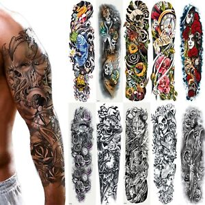10Pcs Men Arm Tattoo Temporary Tattoos Sticker Fake Tatoo Body Art Waterproof-3D