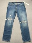 7 For All Mankind Jeans Mens 36x34 Blue The Straight Distressed Denim NEW