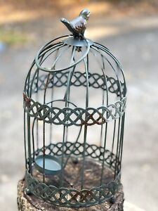 Rustic Birdcage Decor Metal Candle Holder w/bird Hanging/Table Top By Regal Art