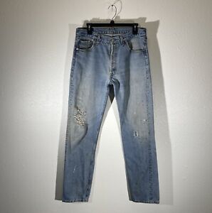 Vintage 90s Levis 501 XX Jeans Made in USA Distressed Destroyed Mens 32x33 1996