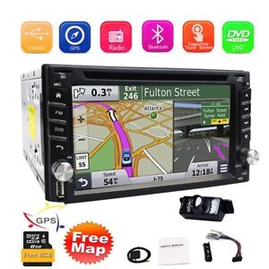 Double 2Din Car Stereo GPS Navigation Radio with DVD Player Bluetooth USB Camera