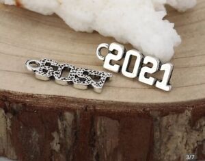 2021 Graduation Year silver charm For Jewelry Bracelet 19mm Lot Of 4