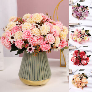 15 Heads Artificial Silk Fake Flowers Bunch Bouquet Wedding Home Party Decor-