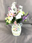 Beautiful White Eyelet Trimmed Vase with Small Raised Flowers Floral Arrangement