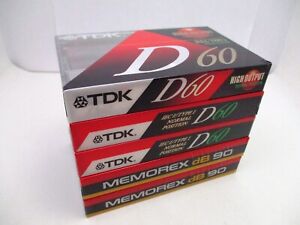 New ListingLot of 5 Blank Cassettes (3) TDK D60 and (2) Memorex dB90 Cassette NEW / SEALED