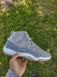 Jordan 11 Shoes Men's Size 11 Cool Grey Retro High Authentic Sneakers Tears Used