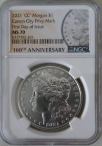 2021-CC MORGAN SILVER DOLLAR NGC MS70 FIRST DAY OF ISSUE SCARCE