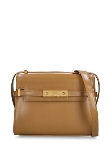 Saint Laurent Manhattan Box Mini Praline Brown Leather Crossbody Bag New