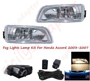 Pair Front Bumper Fog Lights Lamp Kit For Honda Accord 2003-2007 W/ Wire Switch (For: 2007 Honda Accord)