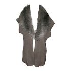 CHICOS Women Medium Mob Wife Sweater Vest Faux Fur Removable Collar Cable Knit