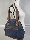Lucky Brand Carnaby Street Bowler Leather Bag Denim Leather Purse