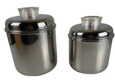Vintage Canisters Revere Ware USA Stainless Steel Lucite Knobs Retro Set of Two