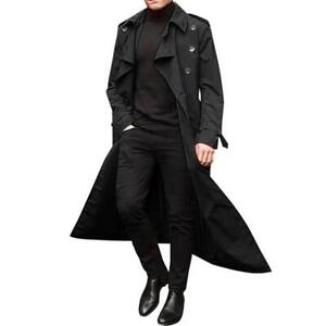 Men's Classic Lapel Long Trench Coat Jacket Windbreaker Outwear Casual Overcoat