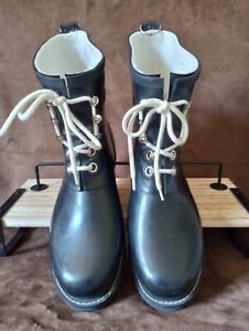 Ilse Jacobsen Hornbaek Handmade Rubber Boots Lace-up Boots, Size 40 black US 9.5
